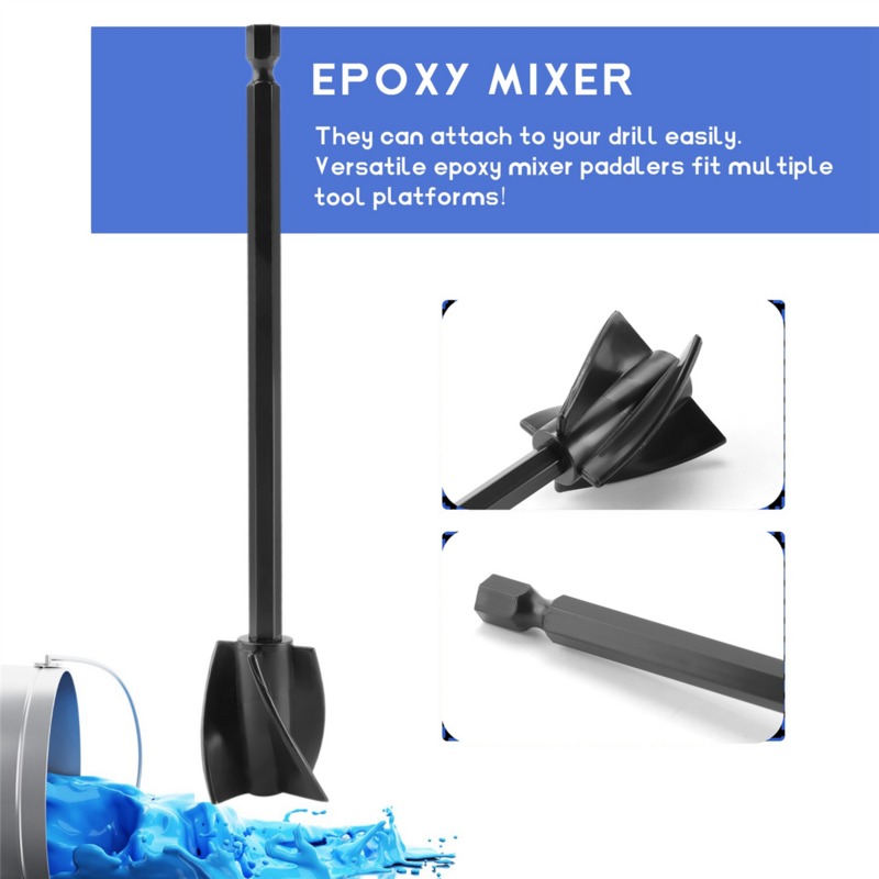 Epoxy Resin Mixer para mistura poderosa, reutilizável broca multiúso, epóxi e pintura Mixer, 8 pcs