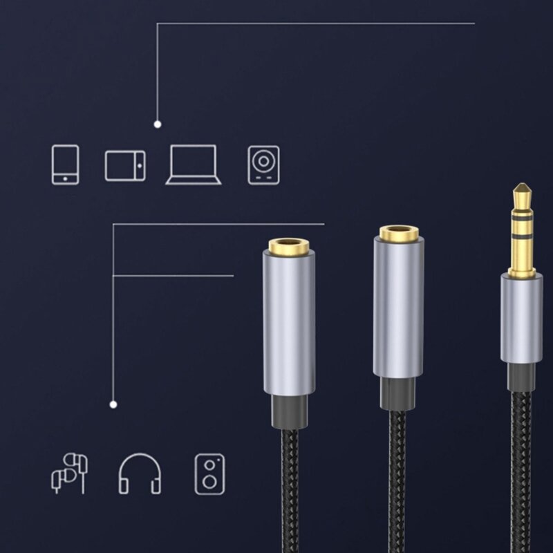 Cable de extensión auxiliar macho a 2x hembra, divisores de auriculares para conectar y escuchar juntos, 25CM/3,5 CM, 112mm