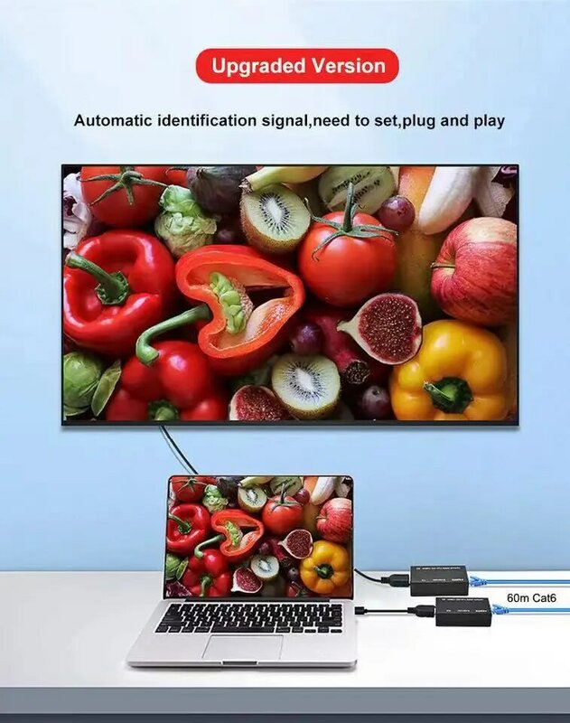 60m 1080p Ethernet RJ45 Extender Repeater Übertragungs konverter für PC Loptop TV Monitor HDMicro mpatible Extender über Cat5e/6 Kabel