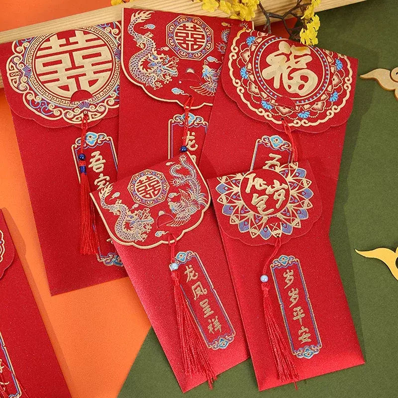 Klassischer frühlings fest glückliches geld segne taschen umschlag 2023 chinesische neujahrs dekorationen chinesischer roter umschlag für geschenk