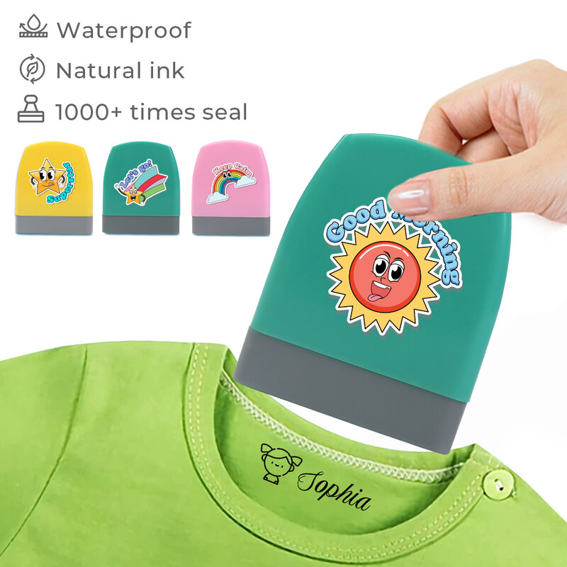 Cartoon Sun Start Regenboog Citaten Aangepaste Naam Stempel Voor Personaliseren Voor Baby Student Kleding Waterdichte Kawaii Naam Sticker Cadeau