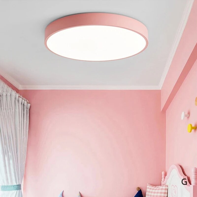 Luz de techo LED Circular de madera nórdica, macarrón moderno y Simple, iluminación de decoración abierta para el hogar, dormitorio, balcón, estudio