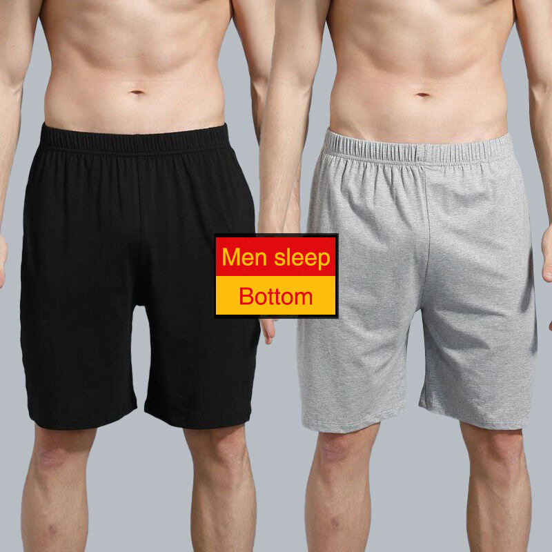 Celana Pendek Piyama Rumah Pakaian Tidur Pria Celana Dalam Solid Pria Kasual Boxer Bersirkulasi Nyaman Katun Bawah Tidur Elastis Seksi