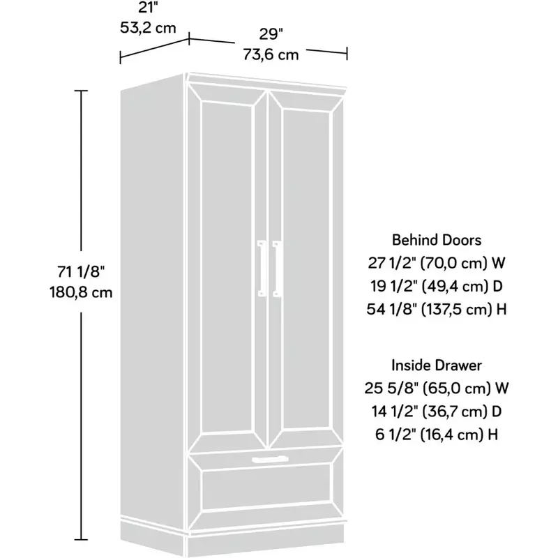 Wardrobe/Pantry cabinets, L: 29.06" x W: 20.95" x H: 71.18", Soft White Finish, Adjustable Shelf for Flexible Storage Options