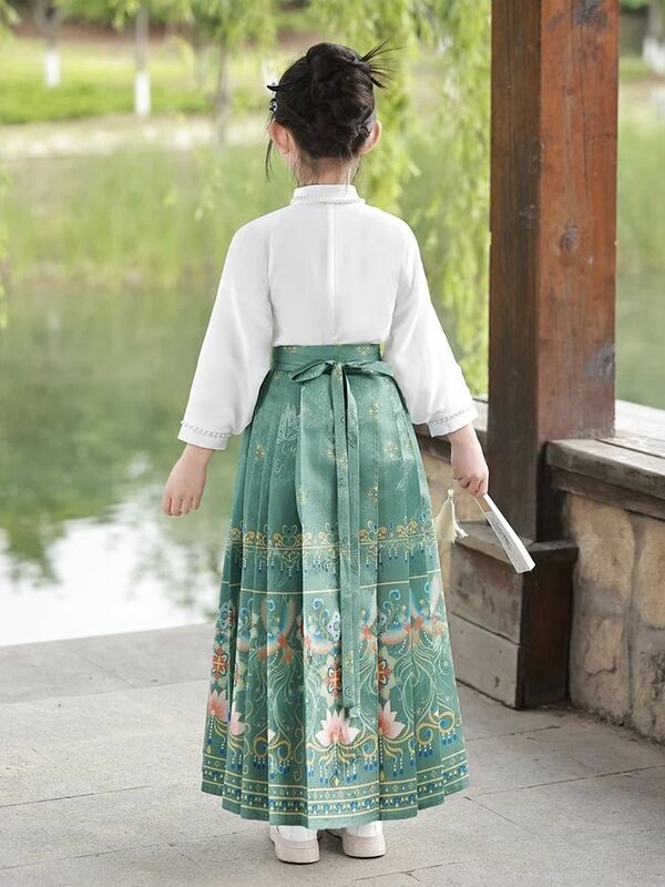 فستان أطفال هانفو ، بدلة بنات ، تنورة وجه حصان ، بدلة تانغ رقيقة ، على الطريقة اليابانية ، الصيف