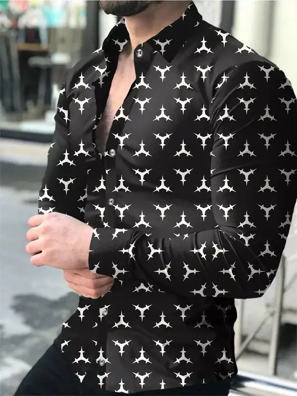 Модная мужская рубашка с длинным рукавом, весна-лето, отложным воротником, Спортивная уличная одежда для отдыха, высококачественный Шелковый материал, модель 2023
