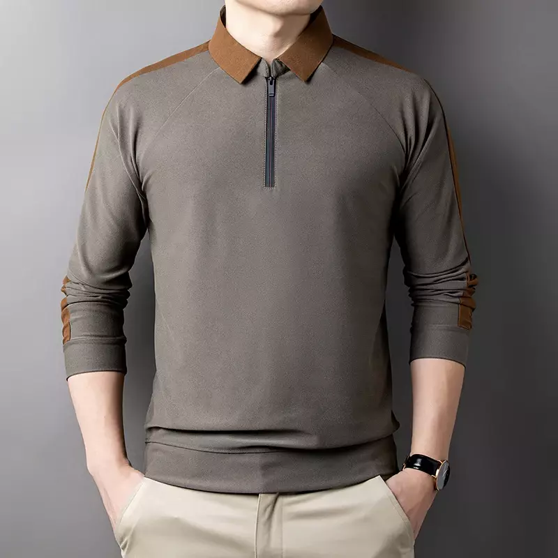 Camisa polo casual de negócios masculina, confortável e respirável, blusa de algodão sólido, luxo, 36USD, verão