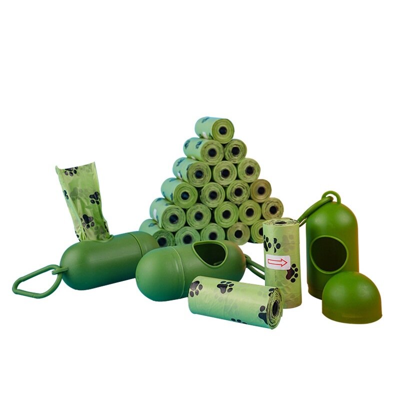 Bolsas biodegradables para residuos de mascotas, bolsas gruesas impresas portátiles para caca de perro, ecológicas, para exteriores, con organizador