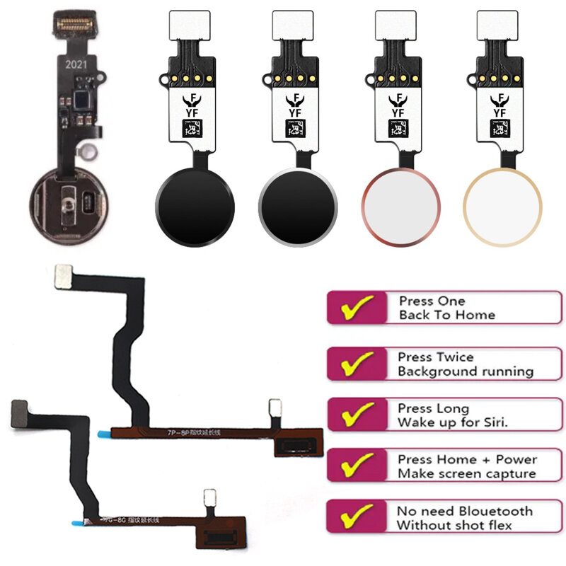 Home Flex-Cable flexible para iPhone 7, 8, 6, 6s Plus, 5s SE 2020, botón de menú de inicio y retorno, piezas de teléfono sin ID táctil, 10 unidades