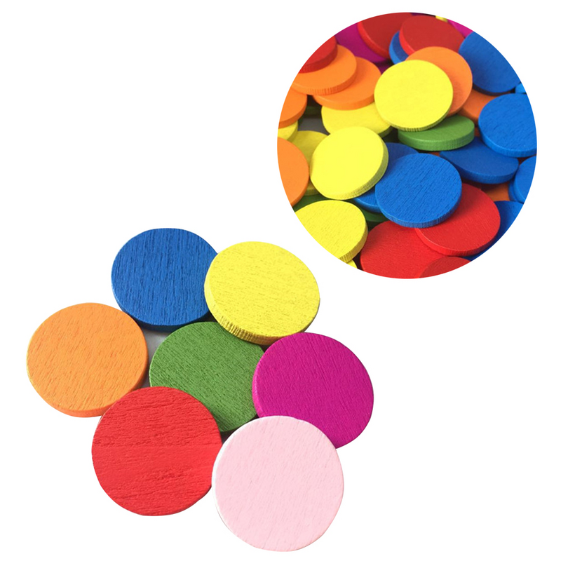 Sense Rounds Pieces-Círculo de madera redondo colorido para niños, manualidades hechas a mano, artesanía educativa, material didáctico para alumnos, juguete de madera