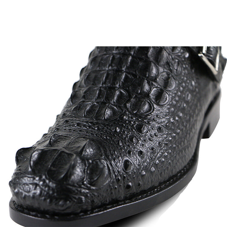 حذاء جلد التمساح الأصلي من Sipriks حذاء رجالي أسود أنيق مزود بسحّاب مزود بشريط مزدوج مواكب للموضة أحذية Goodyear Welted 2022