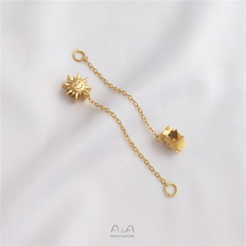 Pacchetto in oro 14K Moon Sun Big Hole Bead Hanging Chain braccialetto di perline fai da te separazione perline gioielli di moda accessori in oro sabbia