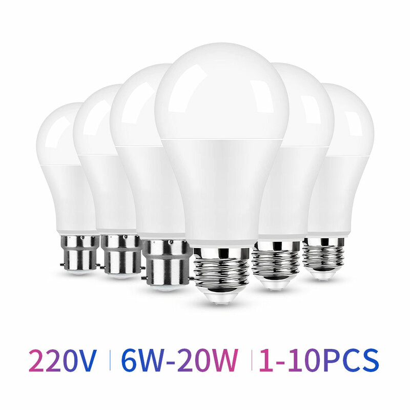 Bombilla LED E27 B22, foco de iluminación blanco frío/cálido, 20W, 18W, 15W, 12W, 9W, 6W, CA 220V, 1 a 10 unidades por lote