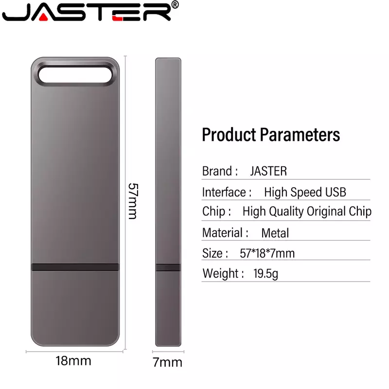JASTER-Metal USB 2.0 Flash Drives, Pen Drive à prova d'água, Pendrive vermelho, Presente do negócio, Memory Stick, Disco U para Laptop, 16GB, 32GB, 64GB