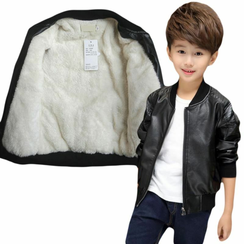 2023 Moda Jesienno-zimowy płaszcz dziecięcy Wodoodporne chłopięce kurtki skórzane Plus aksamitne grube ciepłe ubrania dla chłopców CUHK 1-12 lat
