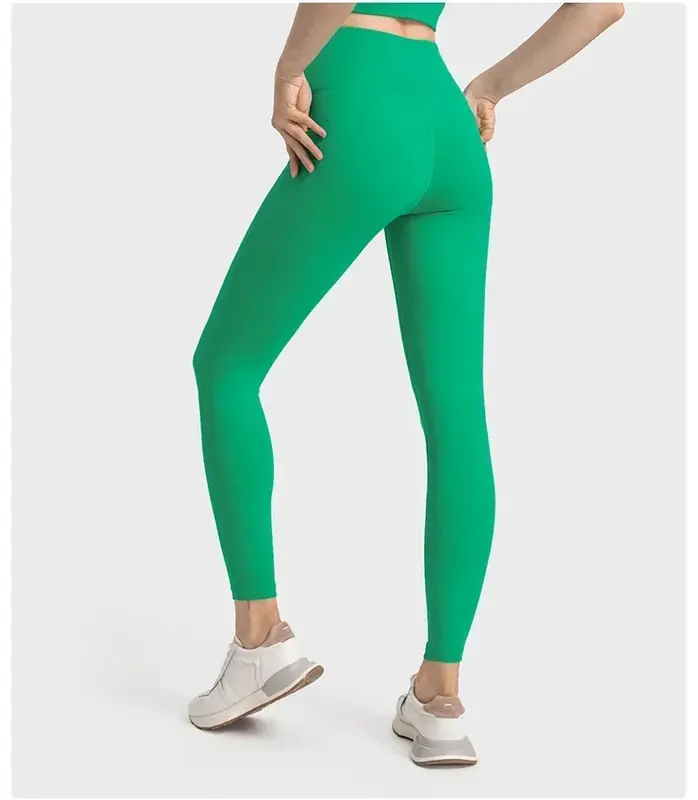 Lulu Align-Pantalon de yoga taille haute pour femme, tissu nude avec poches, leggings de sport, fitness, collants de course, sport