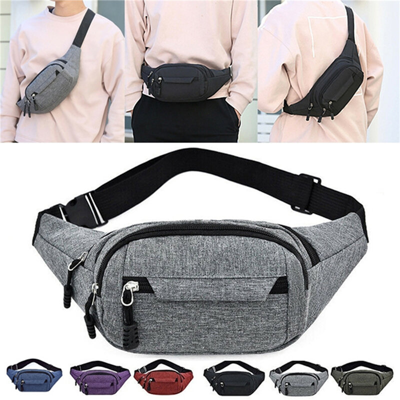 Men's Breast Package Waterproof Outdoor Sports Bag Canvas Pouch Korean-style Waist Bag Fanny Pouch Crossbody Male Banana Bag