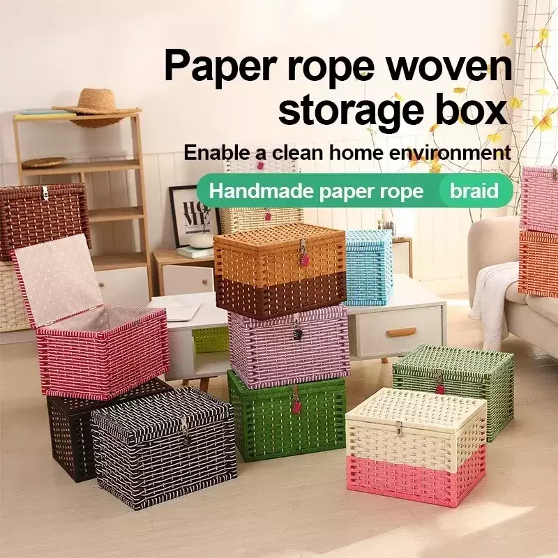 Kotak penyimpanan popok bayi, kotak penyimpanan makanan anak-anak asrama, kotak hadiah kunci kombinasi tali kertas tenun warna-warni