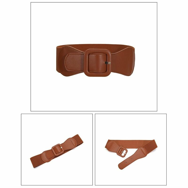 Wide Stretch Waistband Exquisite with Pin Buckle Casual Waist Strap Solid Color Women Decoration Belt