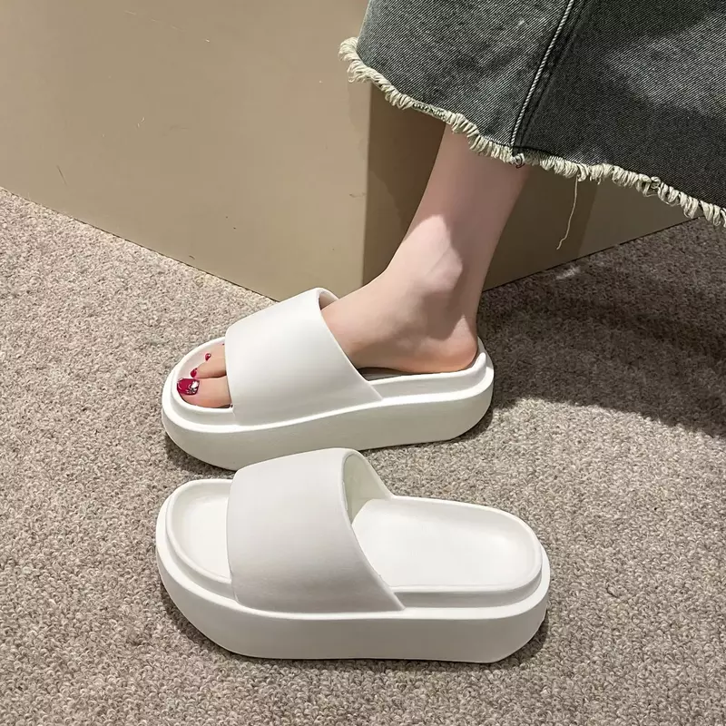 Zapatillas de suela gruesa EVA para mujer, zapatillas de plataforma antideslizantes para el hogar, prendas de vestir de verano, 6cm, nuevas