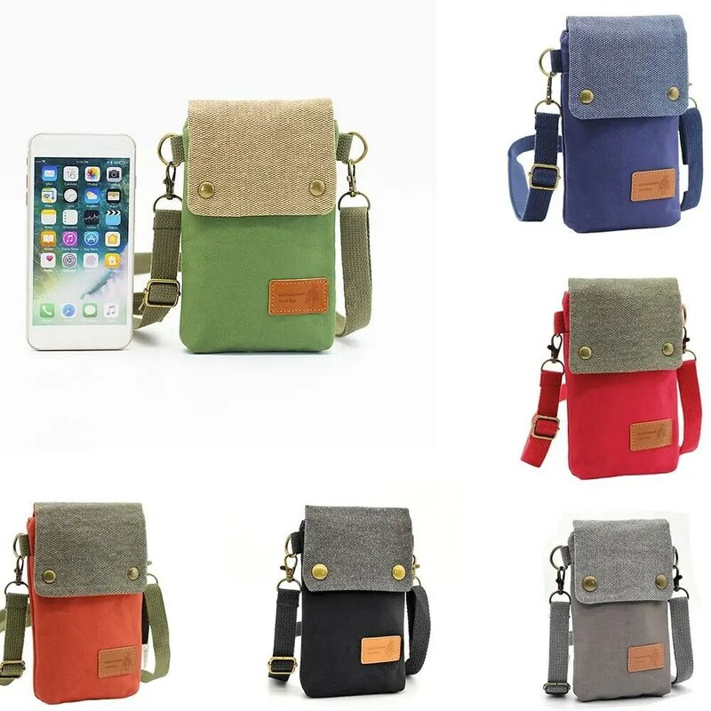 Borsa a tracolla Color giuntura nuova borsa a tracolla in tela a tre strati borsa per telefono di grande capacità per le donne