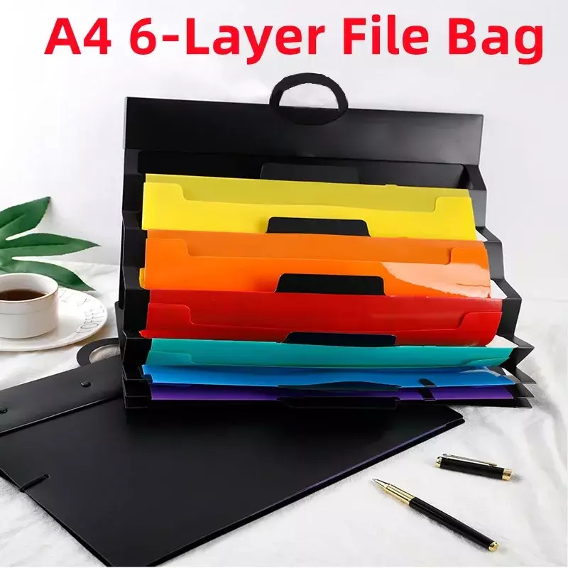File Document Multifunctional Waterproof 6-layer Portable Bag Organizer Folding Student Color