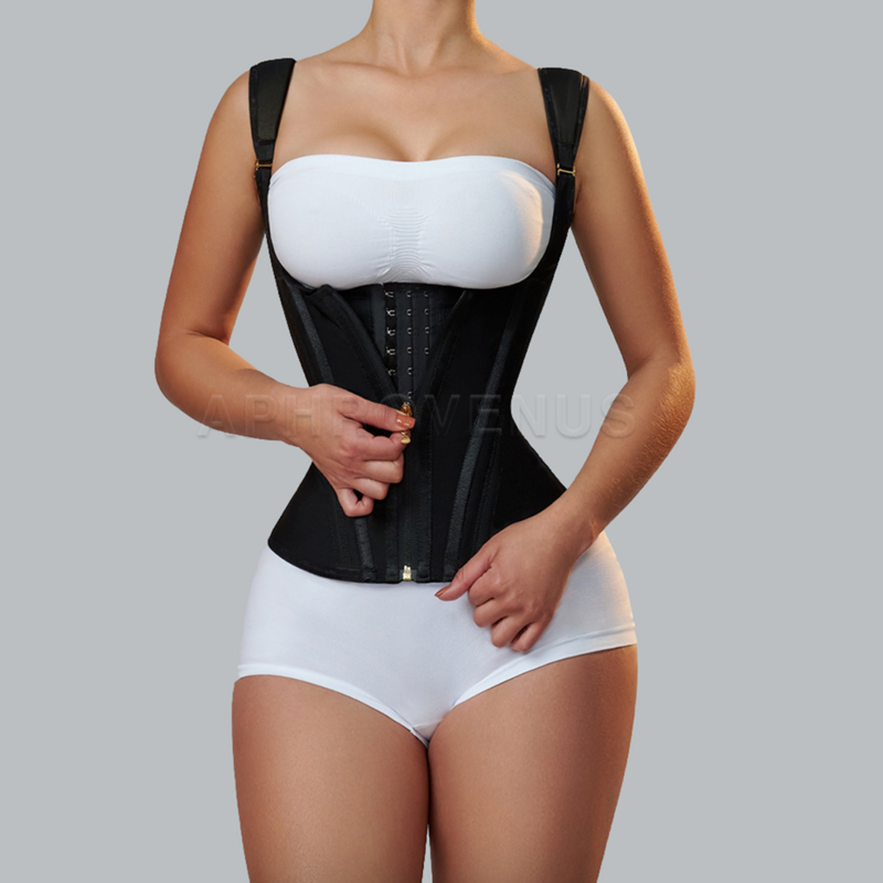 Fajas Colombianas Women Double Compression Waist Trainer Corset with Bone Adjustable Zipper and Hook-eyes Flat Belly Body Shaper