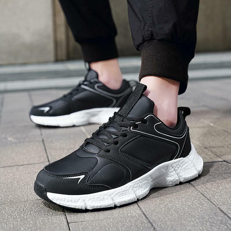 Zapatos de plataforma giratoria para hombre, calzado deportivo informal, sin cordones, color negro, Otoño e Invierno