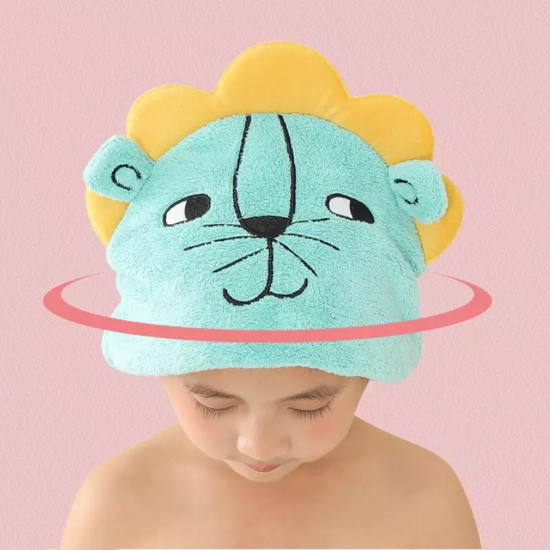 Topi handuk rambut hewan kartun lucu topi pengering rambut serat mikro cepat kering penyerapan Super rambut Putar topi mandi anak kamar mandi