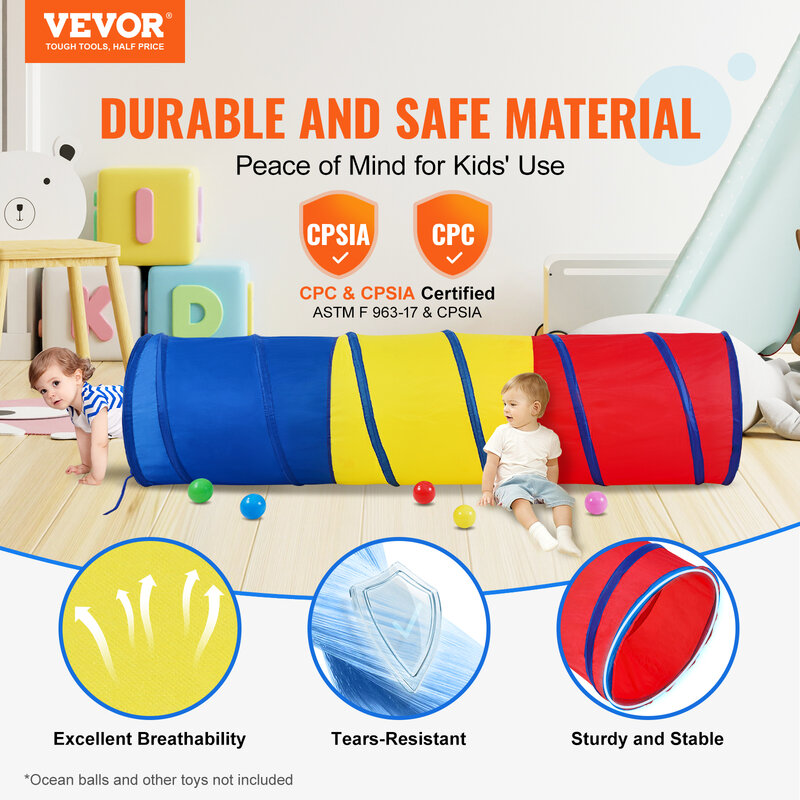 Vevor-子供のためのプレイトンネルテント、幼児のためのクライミングおもちゃ、赤ちゃんやペットのためのカラフルなトンネルのおもちゃ、屋内と屋外