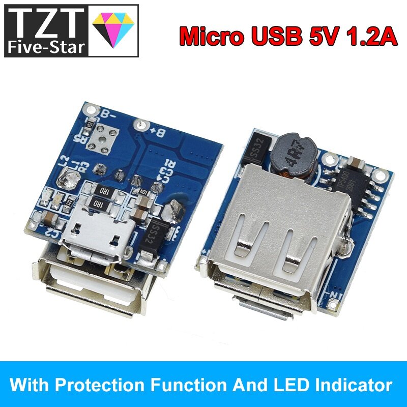 Type-c/micro usb 5v 1a 2a boost converter step-up power module mobiele power bank accessoires met bescherming led indicator