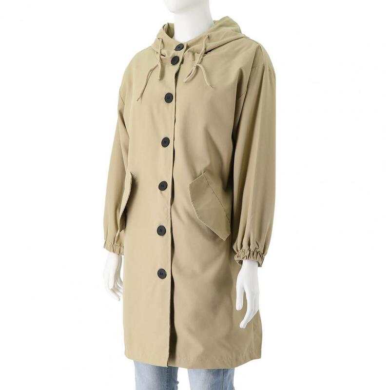 Women Solid Color Jacket Double Breasted Trench Coats Lightweight Windproof Jackets for Fall Elegant