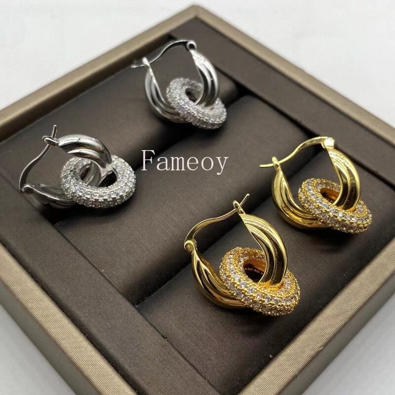 2024 New Fashion Round Cut Crystal Inlaid Women's Earrings