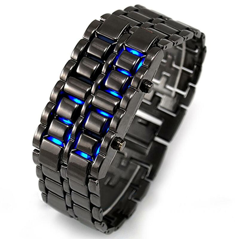 남녀공용 스테인레스 스틸 LED 디지털 쿼츠 팔찌 손목시계, 디지털 LED 시계
