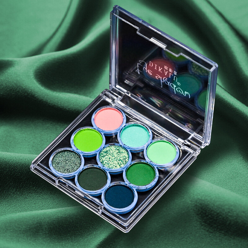 9 Colors Niche Fresh Blue-Green Eye Shadow Plate Retro Earth Color Eye Shadow Plate Commuter Plate Swelling Suitable For Novices