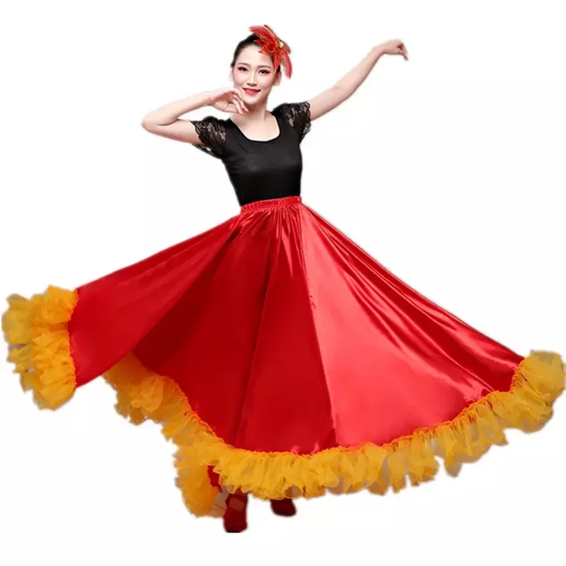 Jupe de flamenco espagnole pour femmes, olympiques de danse, jupe swing gitane, chœur, performance sur scène, tauromachie, Biglégiti