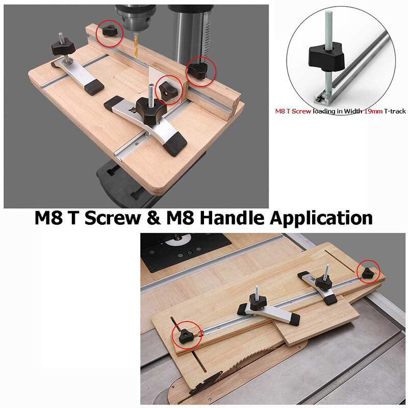 T Track Woodworking T-slot Aluminium Miter T-Track T-slot Miter Track Jig Clamps T Screw Fixture Slot for Saw/Router Table Tool