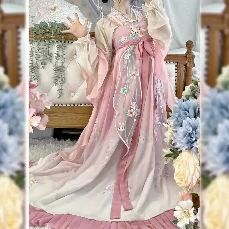 Hanfu Vrouwen Chinese Traditionele Jurk Cosplay Oude Fee Hanfu Kostuum Roze Jurk 2023 Zomer Nieuwe Dansjurk Prinses Gewaad