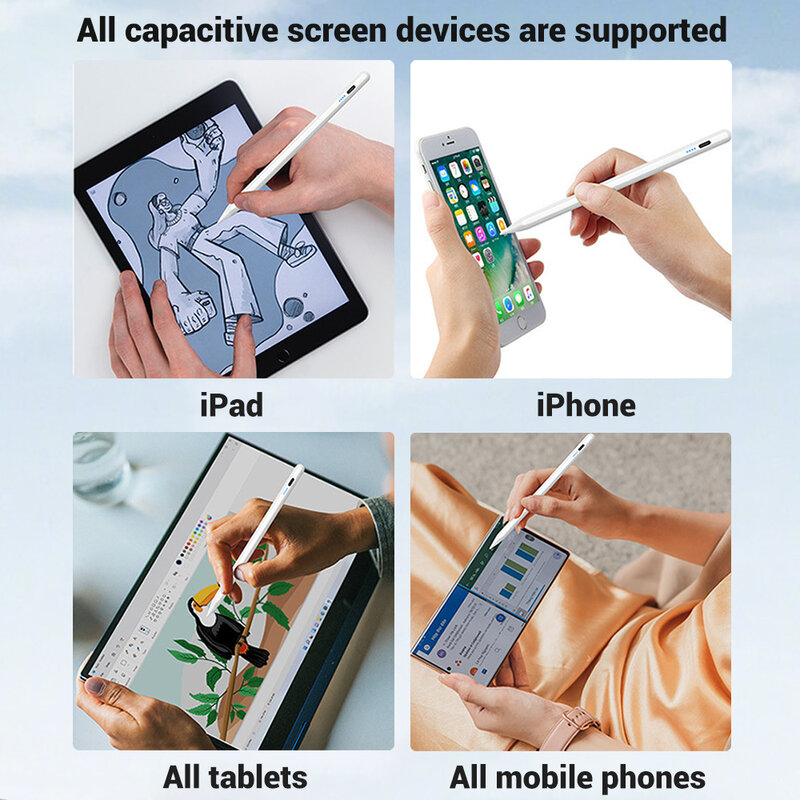 Caneta Stylus Universal para Tablet e Telefone Móvel, Caneta de Toque para iPad, Apple Pencil 2 1, Huawei, Lenovo, Samsung, Xiaomi