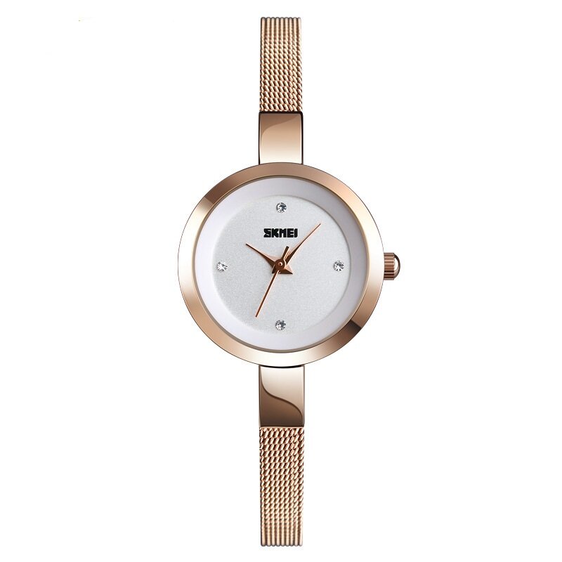 Relógio quartzo estilo simples feminino, relógios de pulso femininos, faixa fina de aço inoxidável, impermeável, moda feminina
