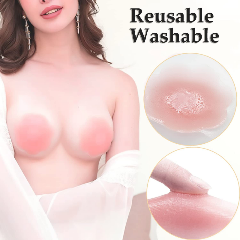 Cubierta de silicona reutilizable para pezón de mujer, pegatina para sujetador, sin tirantes Petal, almohadillas invisibles para el pecho