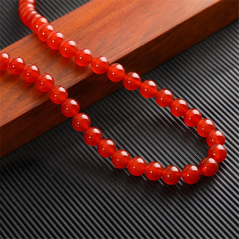 Manik-manik batu akik merah alami manik-manik longgar DIY buatan tangan gelang kristal kalung manik-manik bahan perhiasan dengan manik-manik L388