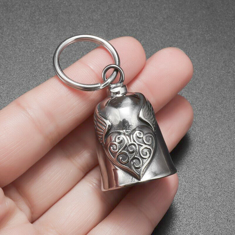 Retro Motorcycle Wind Domineering Angel Wings Love Bell Pendant Lucky Jewelry Cyclist Rider Birthday Gift