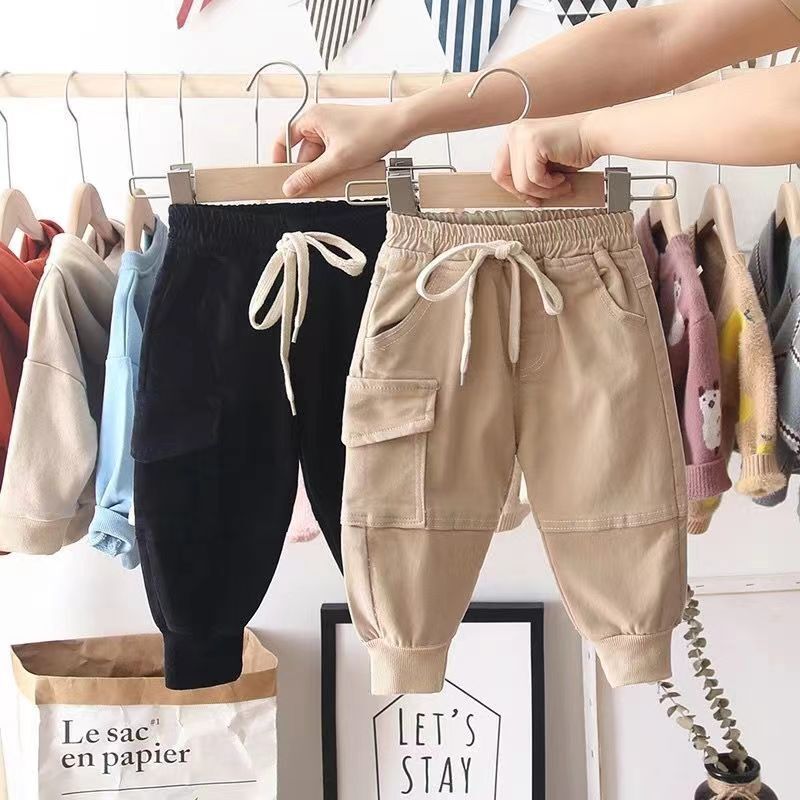 Pantalones Cargo de algodón para niños de 2 a 6 años, ropa deportiva informal, color liso, 2 a 8 años