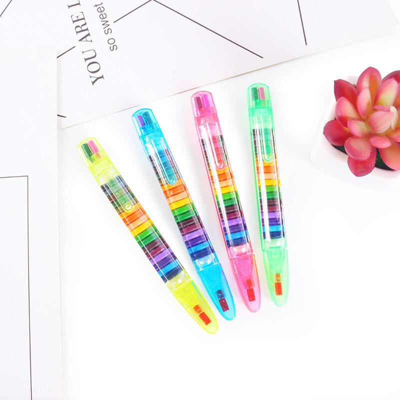 1Pcs Creative 20 Colors Crayon Student Drawing Color Pencil Multicolor Art Kawaii Writing Pen for Kids Gift School Stationery