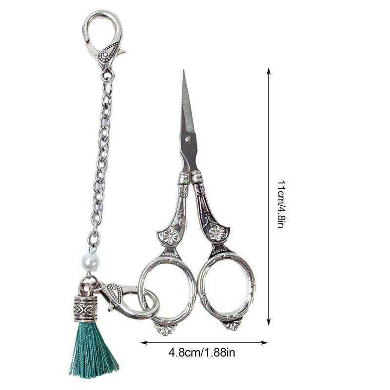Tijeras de ganchillo con cadena, tijeras puntiagudas de hilo para coser, herramienta de artesanía