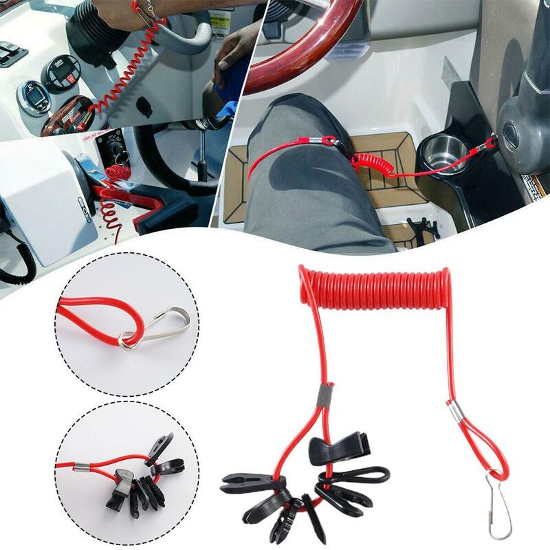 1Pcs 1.6m Boat Motor Kill Stop Switch & Safety Tether Lanyard For Outboard Engine Motor Parts Emergency Flameout Rope