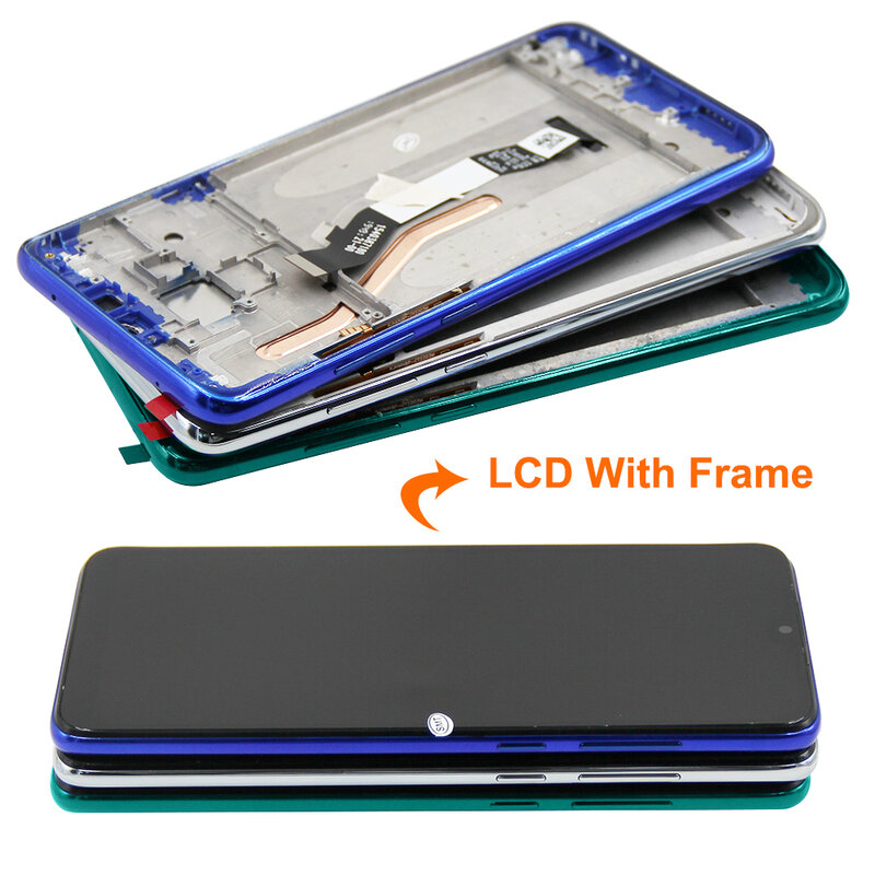 LCD 디스플레이 및 터치 스크린 디지타이저 어셈블리, 샤오미 레드미 노트 8 프로 2015105 M1906G7I 용 프레임 포함 오리지널 디스플레이, 6.53 인치