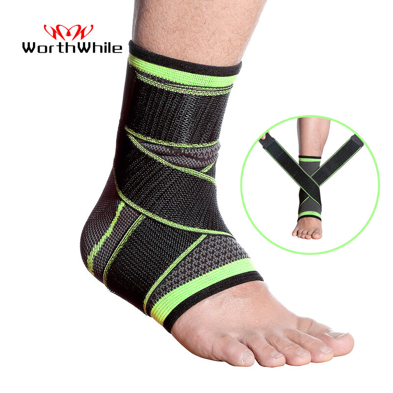 Faixa de compressão esportiva WorthWhile 1pc, protetor faixa malha elástica tornozelo suporte 3D academia
