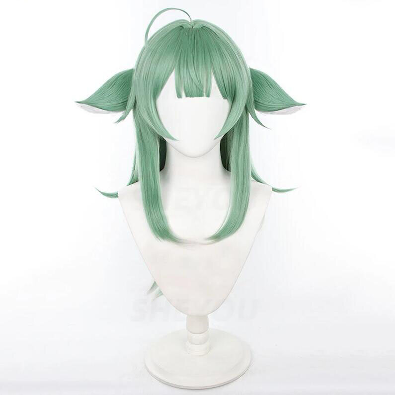 HuoHuo gra peruka do Cosplay HuoHuo długi zielony Gradient odporny na ciepło syntetyczne włosy peruki Anime